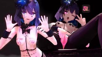  崩坏3D希儿爆浆奶油泡芙，双马尾萝莉被内射到抽搐 